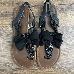 Material girl sandals with silk bow
